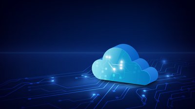 Grafik blau mit Cloud-Symbol
