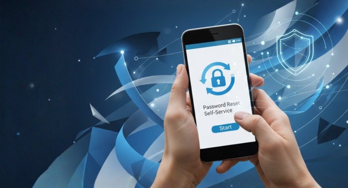 KI-Foto Hand mit Laptop für Passwort Reset