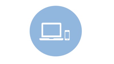 Moderne UX im Corporate Design Icon hellblau mit Devices