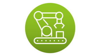 Icon Roboterarm als Symbol für vernetzte Produktion