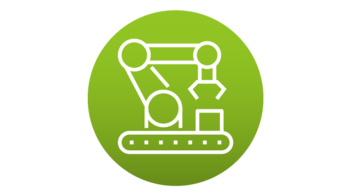 vernetzte Produktion Icon Roboterarm als Symbol für vernetzte Produktion