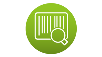 Sofort mehr Überblick Icon Barcode mit Lupe als Symbol für sofortigen Überblick